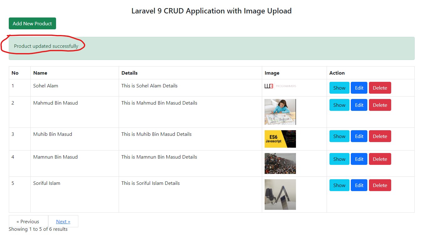 Laravel CRUD with Product update