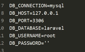 Laravel Database Connection in .env file-