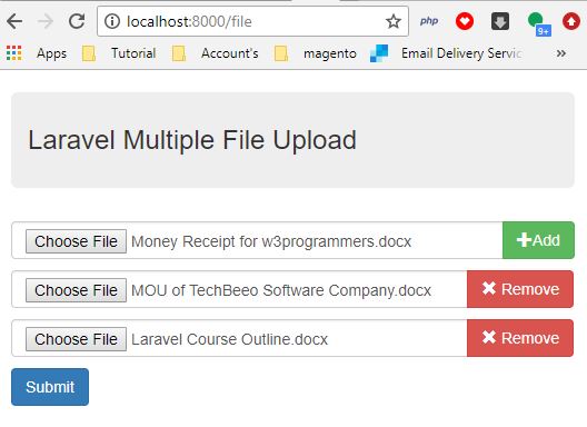 Mulitple File Upload Form in Laravel
