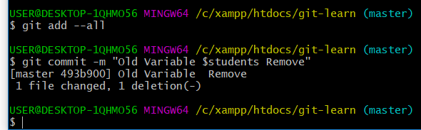 Git Commit for Old variable deletion