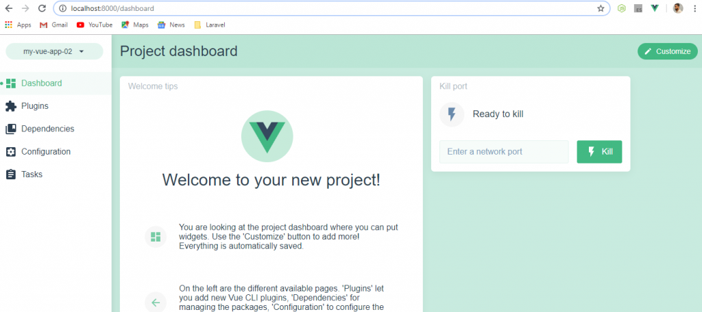 Vue UI Project Dashboard