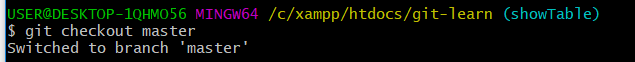git checkout master branch for merge showTable branch
