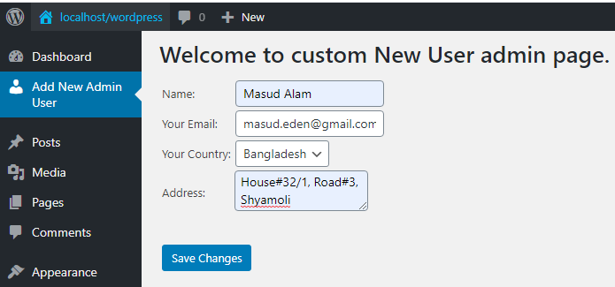 WordPress Custom Add User Plugin