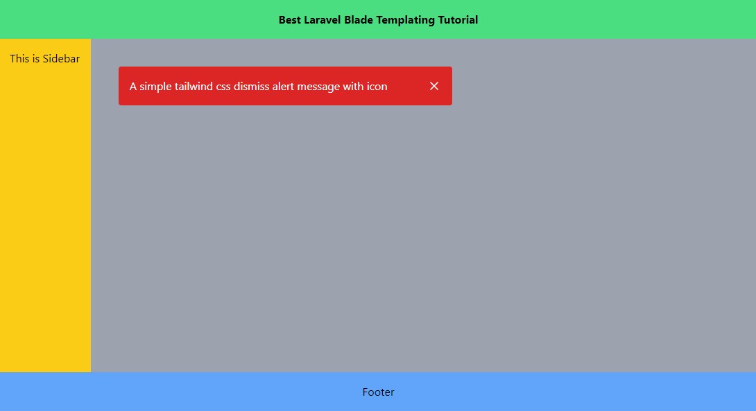 Laravel Blade Component Layout with Alert Button