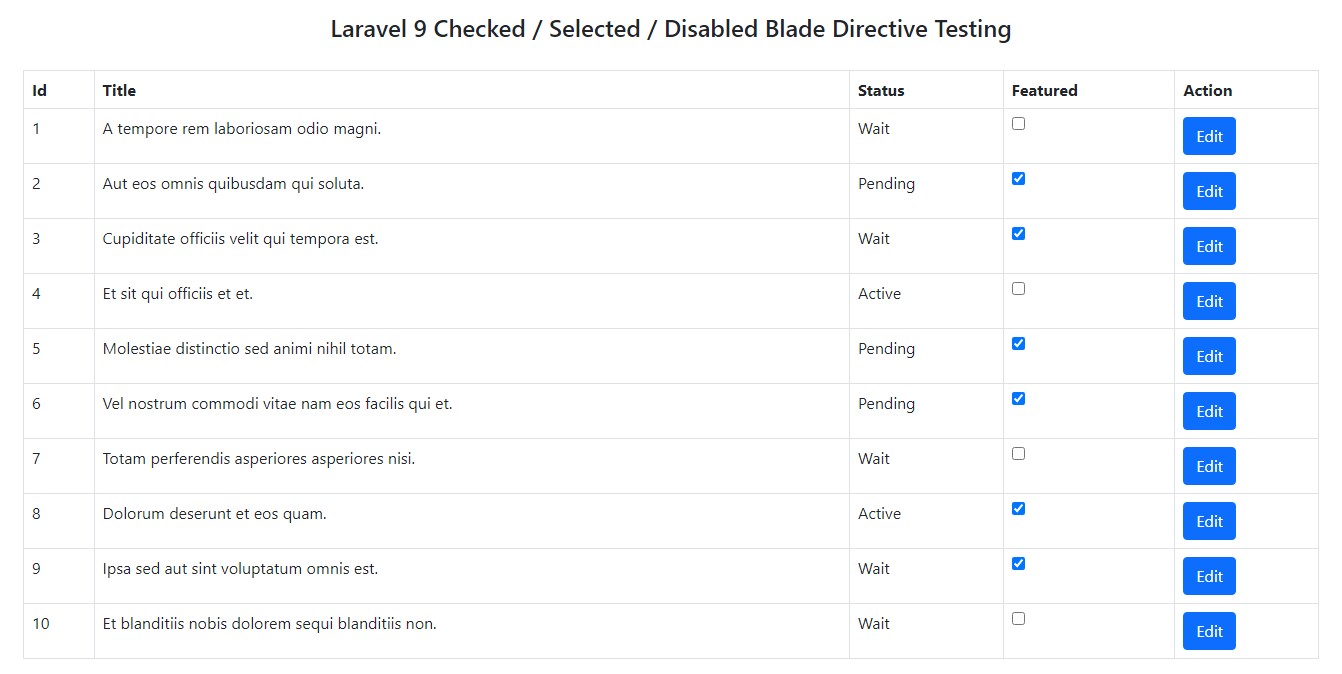 Laravel Checked Blade Directive Example