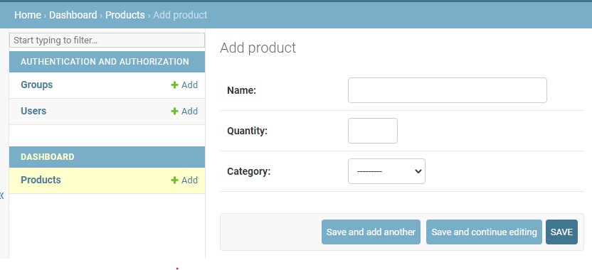 Django Inventory Dashboard Add Product Model Design