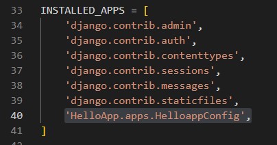 Django new app registration