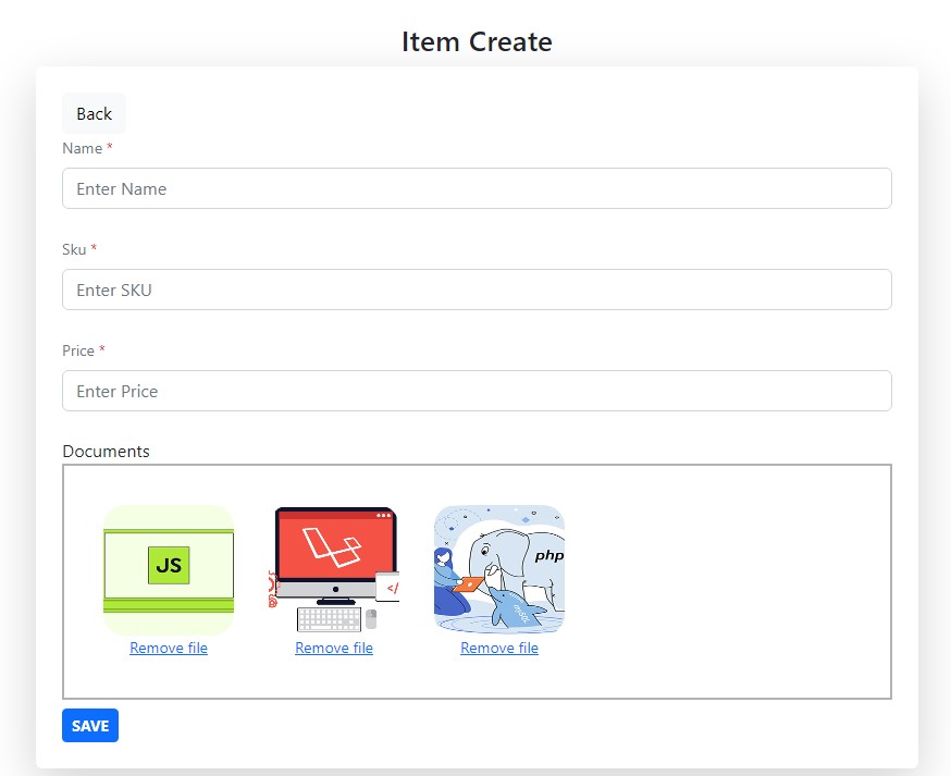 Add New Item with Dropzone.js File Upload
